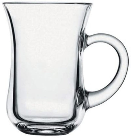 Pasabahce 55411 Keyif Türkische Teegläser mit Henkel, 145ml, Glas, transparent, 6 Stück