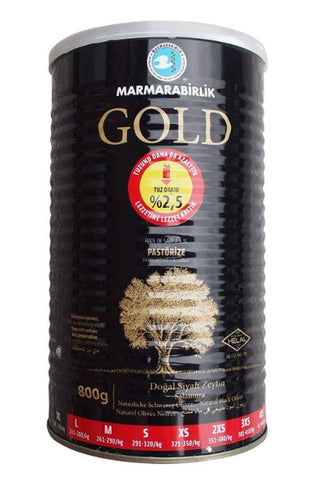 Marmarabirlik Gold - natürlich fermentierte schwarze Premium Oliven ohne Konservierungsstoffe (800g)