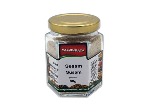 [17,67€ / kg] Weißer Sesam - 90g - Gewürze im Glas - geschält - Premium Qualität Gewürzegläser Glas Klein