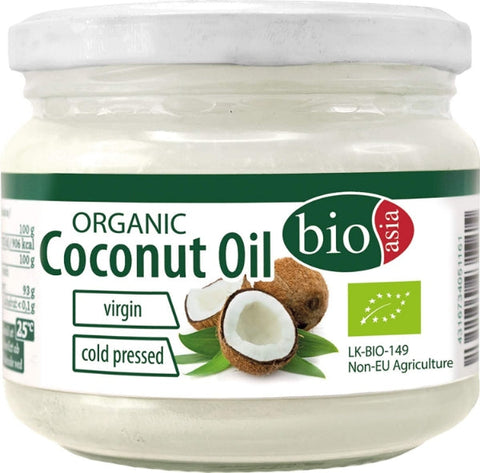 BIOASIA Bio Kokosöl, kaltgepresst, naturbelassen ohne Zusatzstoffe, veganes Fett zum Kochen, Braten und Backen, auch als Naturkosmetik verwendbar, 100 % Bio, 2 x 250 ml