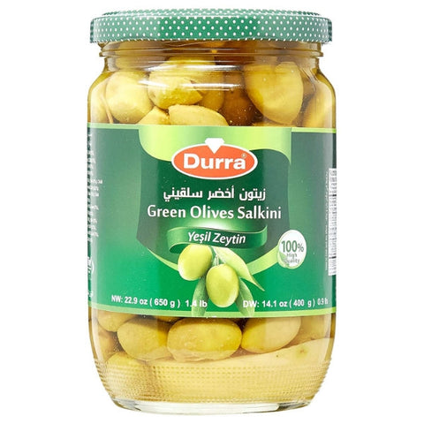 Durra - Knackige Grüne Oliven Salkini im 650 g Glas