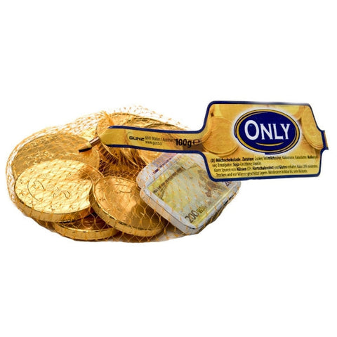 Fein schmelzende Schokolade Banknoten und Goldmünzen, im 100g Netz von Only