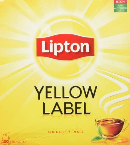 Lipton Schwarzer Tee Yellow Label ohne Hülle (aus sonnengereiften, handgepflückten Teeblättern), 1er Pack (1 x 100 Teebeutel) 100 stück