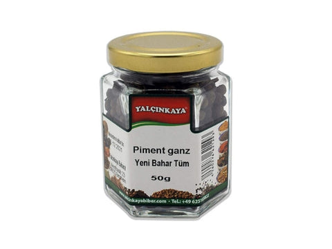 [37,80€ / kg] Piment Ganz - 50g - Gewürz im Glas - Pimentkörner - Körner Samen - Nelkenpfeffer Glas Klein