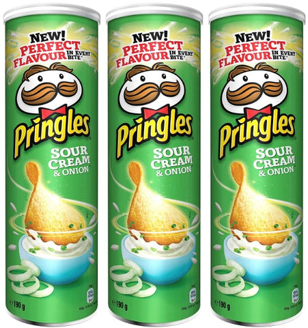 Pringles Sour Cream and Onion Crisps 190 gr. - 3-er Pack