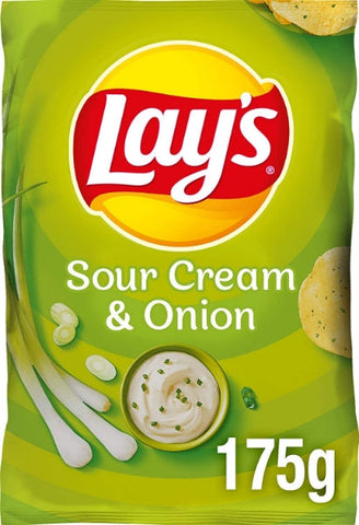 Lay's Sour Cream & Onion – Knusprig gewürzte Kartoffelchips für eine gelungene Party – 175 g